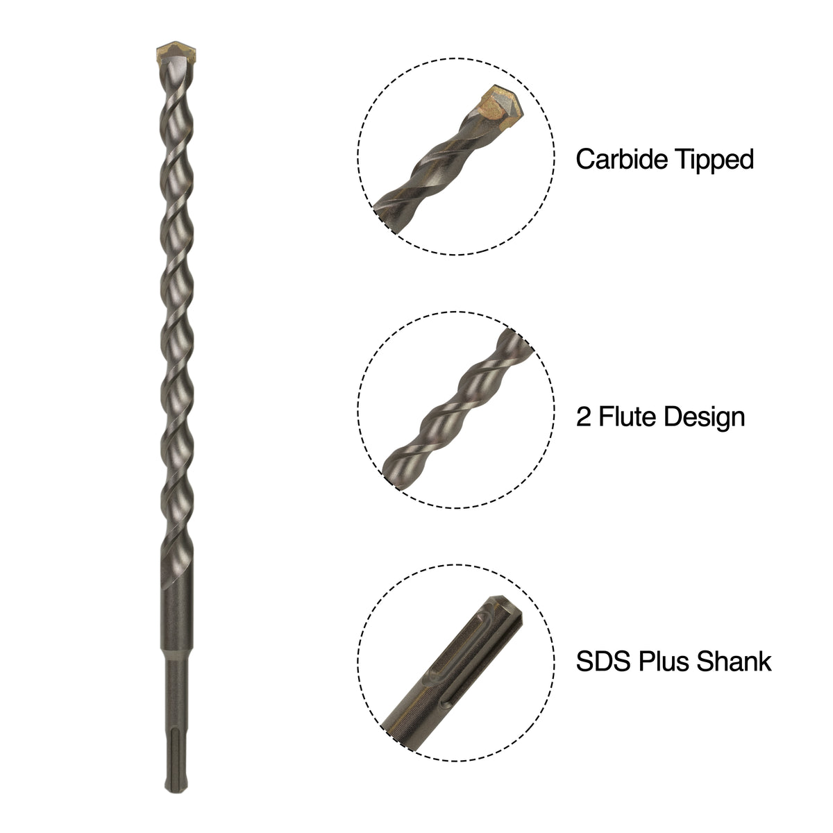 Mesee 6 Pcs SDS Plus Hammer Drill Bit Set Carbide Tipped SDS-Plus